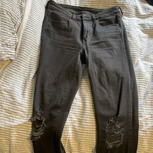 American Eagle Ripped Charcoal Skinny Jeans